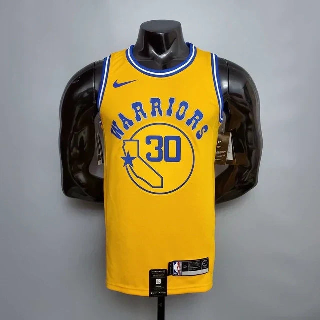 Golden State Warriors Yellow and Blue Tank Top - Nike - Men's 